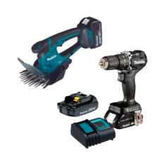 TIJERA DE HIERVA 18V (DUM604Z) + TALADRO PERC. 1/2’’ 18V (DHP487YX2B) – MAKITA