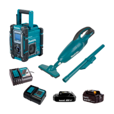 ASPIRADORA INALÁMBRICA LXT18V 1.5AH C/BATERÍA Y CARGADOR L180SY + PARLANTE 18V DMR300 C/BATERÍA Y CARGADOR – MAKITA
