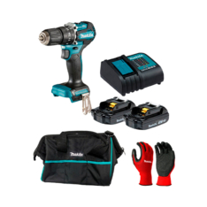 TALADRO PERCUTOR DHP487SYX2 1/2’’ INALÁMBRICA BATERÍA 1.5 Am (x2) Y CARGADOR + GUANTES + MALETÍN – MAKITA