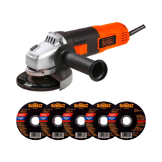 KIT – ESMERIL ANGULAR 4.1/2» 820W G720-B2C (BLACK+DECKER) + 5 DISCOS CORTE (DEWALT)
