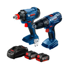 KIT – TALADRO PERCUTOR GSB185-LI + LLAVE DE IMPACTO GDX180-LI + 2 BAT. 18V 4.0AH + CARGADOR – BOSCH