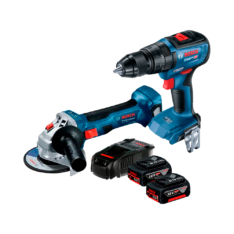 KIT – TALADRO PERCUTOR GSB185-LI + ESMERIL ANGULAR ACCU GWS 180-LI + 2 BAT. 18V 4.0AH + CARGADOR – BOSCH