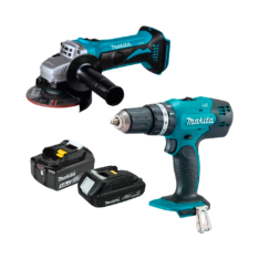 KIT – TALADRO DHP453X10 + ESMERIL ANGULAR 4.1/2’’ DGA452Z C/1 BAT. 1.5AH Y 01 BAT 5.0AH 18V LXT – MAKITA