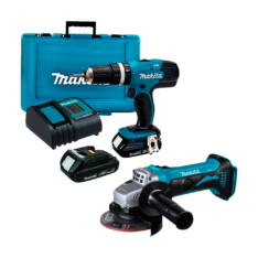 KIT – TALADRO PERCUTOR 1/2’’ INAL. DHP453SYE C/2 BATERÍAS 1.5 AH Y CARGADOR EN MALETA + AMOLADORA DGA452Z – MAKITA