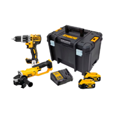 KIT TALADRO PERCUTOR INALÁMBRICO 1/2’’ + ESMERIL ANGULAR 4-1/2’’ 20V MAX BRUSHLESS + 2 BATERÍAS 5.0AH + 1 CARGADOR DCK209P2T – DEWALT